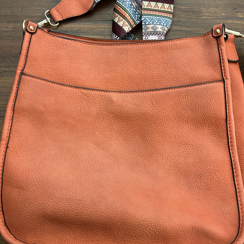 Orange Leather Shoulder Bag by Jen&Co